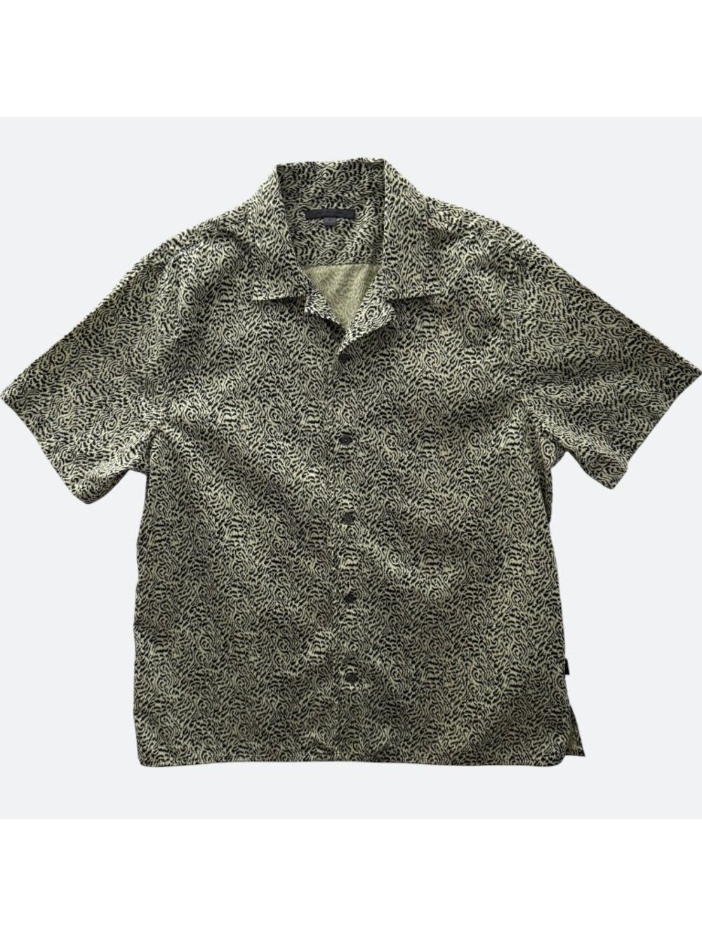 John Varvatos Danny Camp Shirt Green Men's XL Animal Print Retro S/S Button-Up
